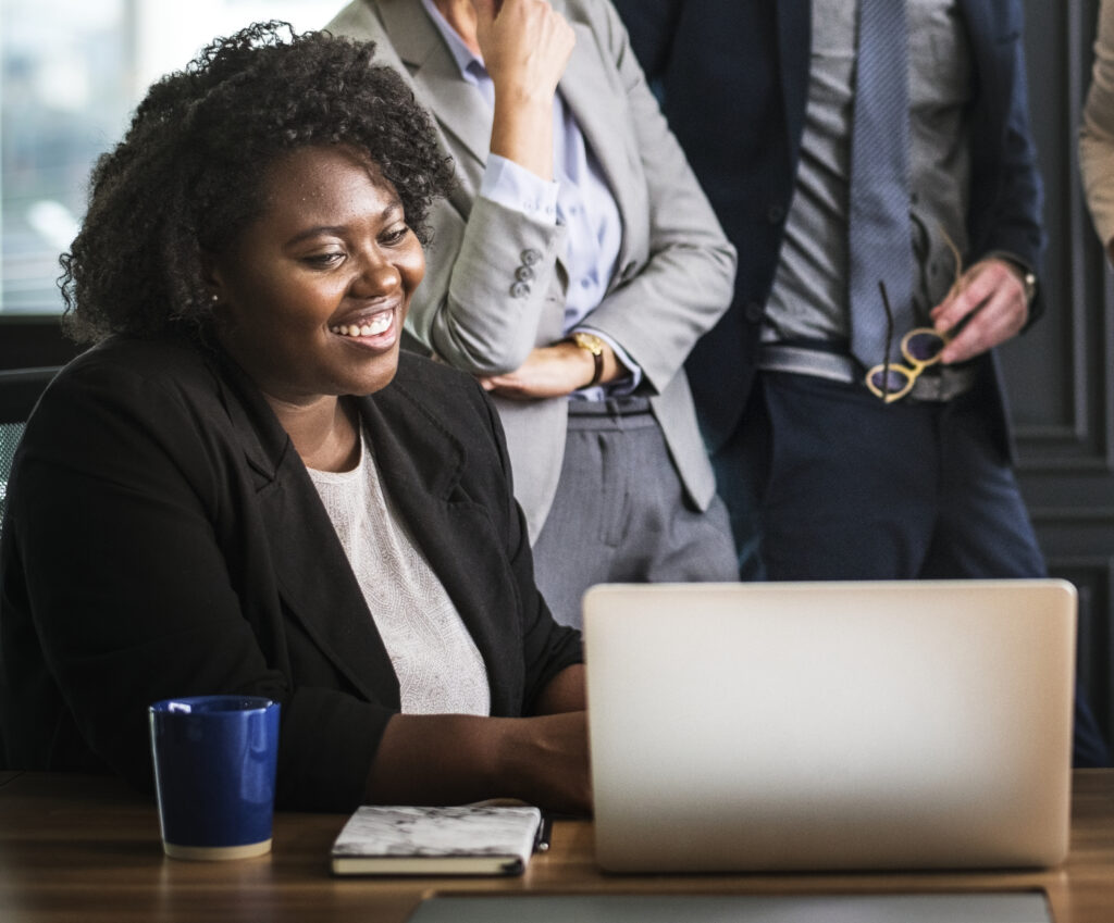 Business people in a video call meeting